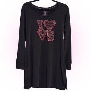 VICTORIA'S SECRET PINK HEART I LOVE VS BLING LINGERIE NIGHTGOWN EUC HTF M